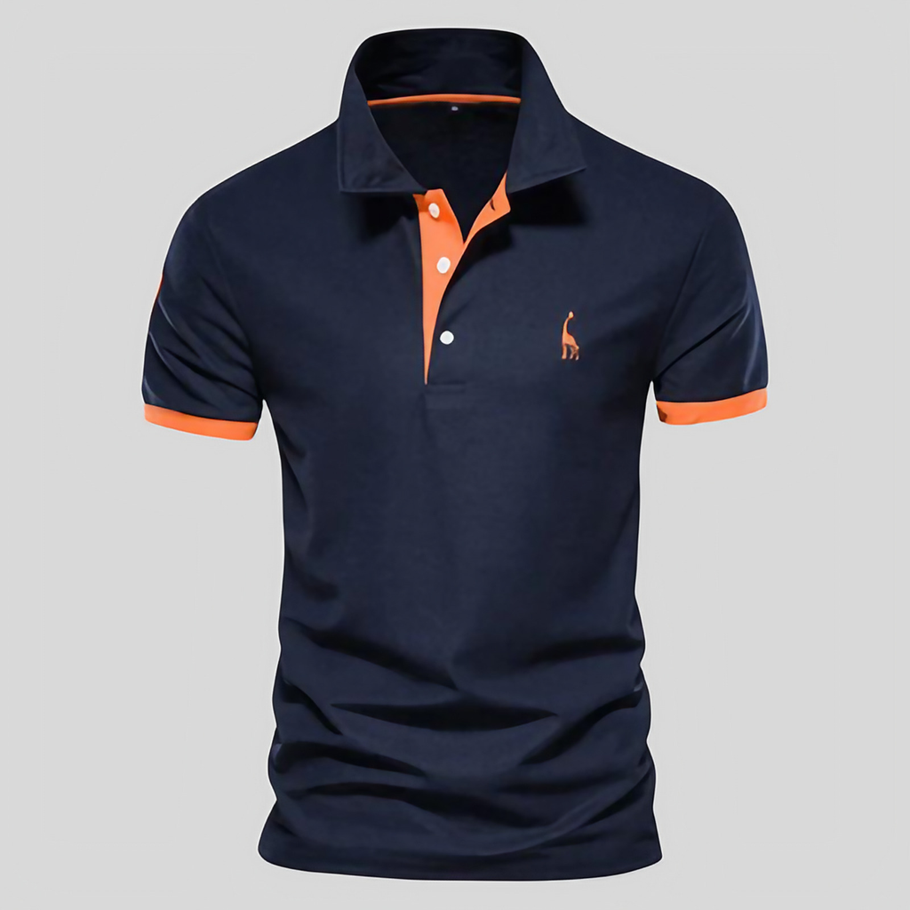 Polo homme à col et manches contrastés, du XS au 5XL, bleu marine