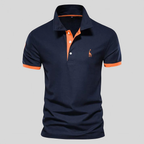Polo homme à col et manches contrastés, du XS au 5XL, bleu marine