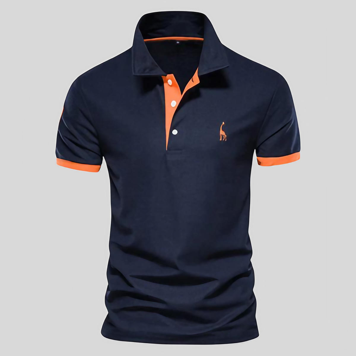 Polo homme à col et manches contrastés, du XS au 5XL, bleu marine