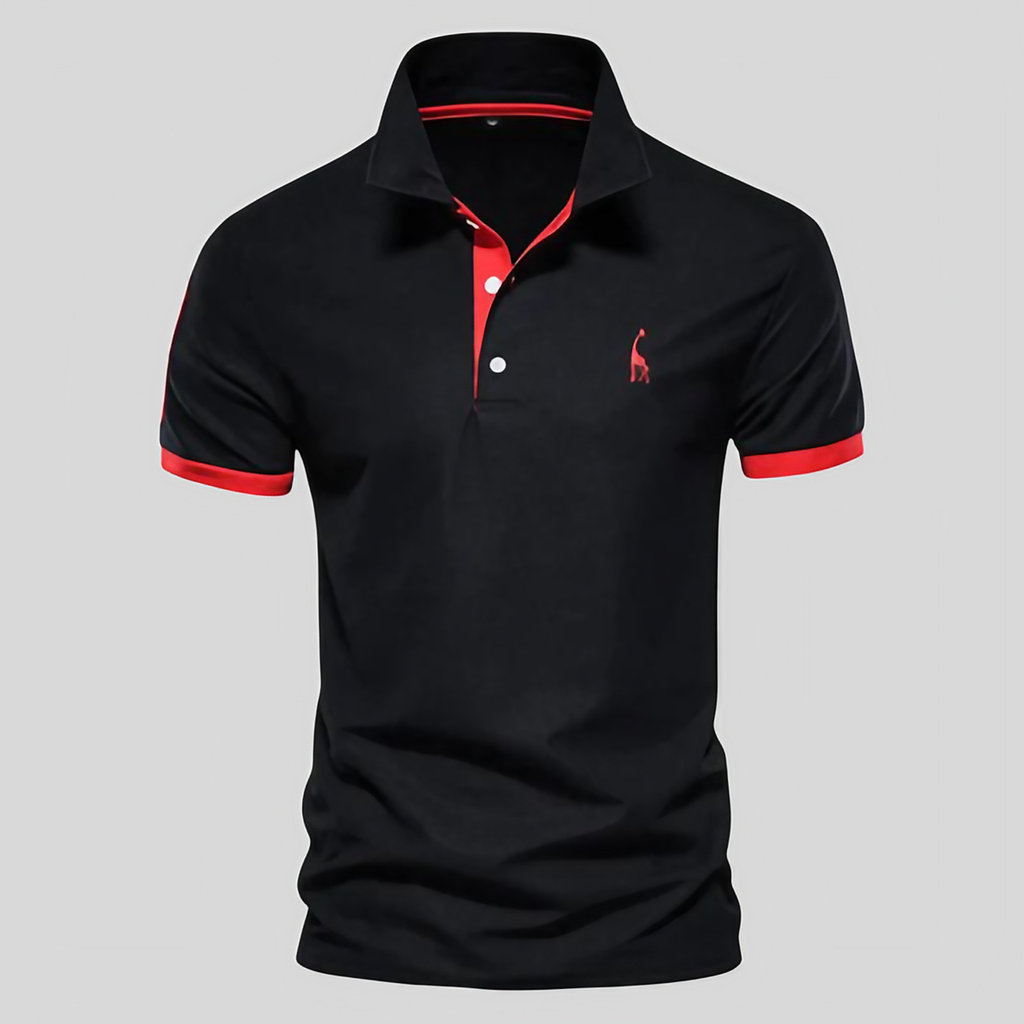 Polo homme à col et manches contrastés, du XS au 5XL, noir