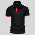 Polo homme à col et manches contrastés, du XS au 5XL, noir