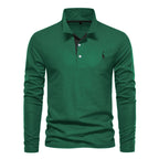 Polo homme à manches longues, broderie cerf, huit coloris, vert