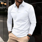 Polo chic homme à manches longues, coupe ajustée