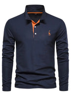 Polo à manches longues homme, coupe classique, du S au 3XL, bleu marine