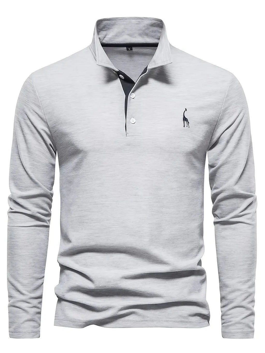 Polo à manches longues homme, coupe classique, du S au 3XL, gris clair