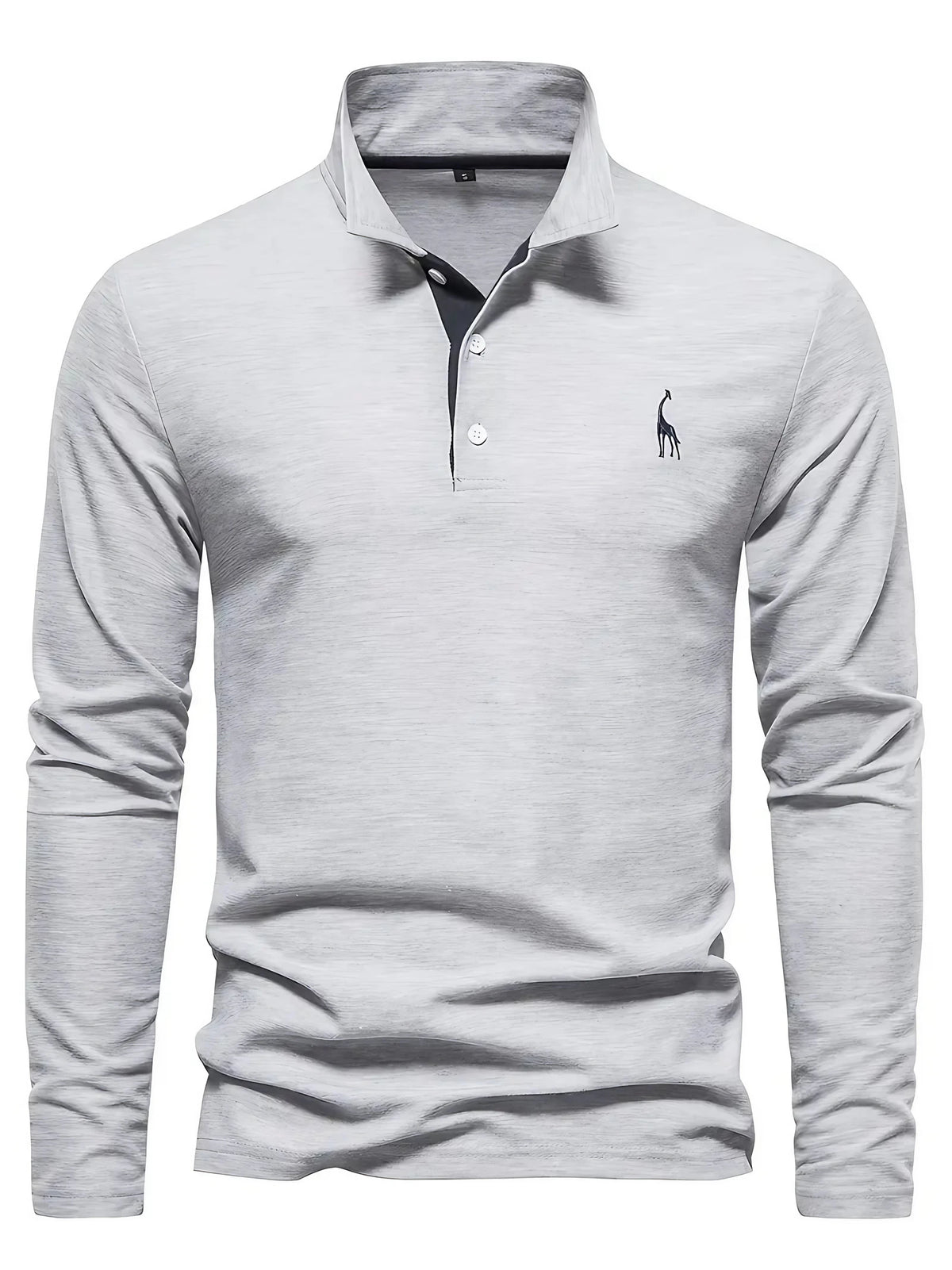 Polo à manches longues homme, coupe classique, du S au 3XL, gris clair