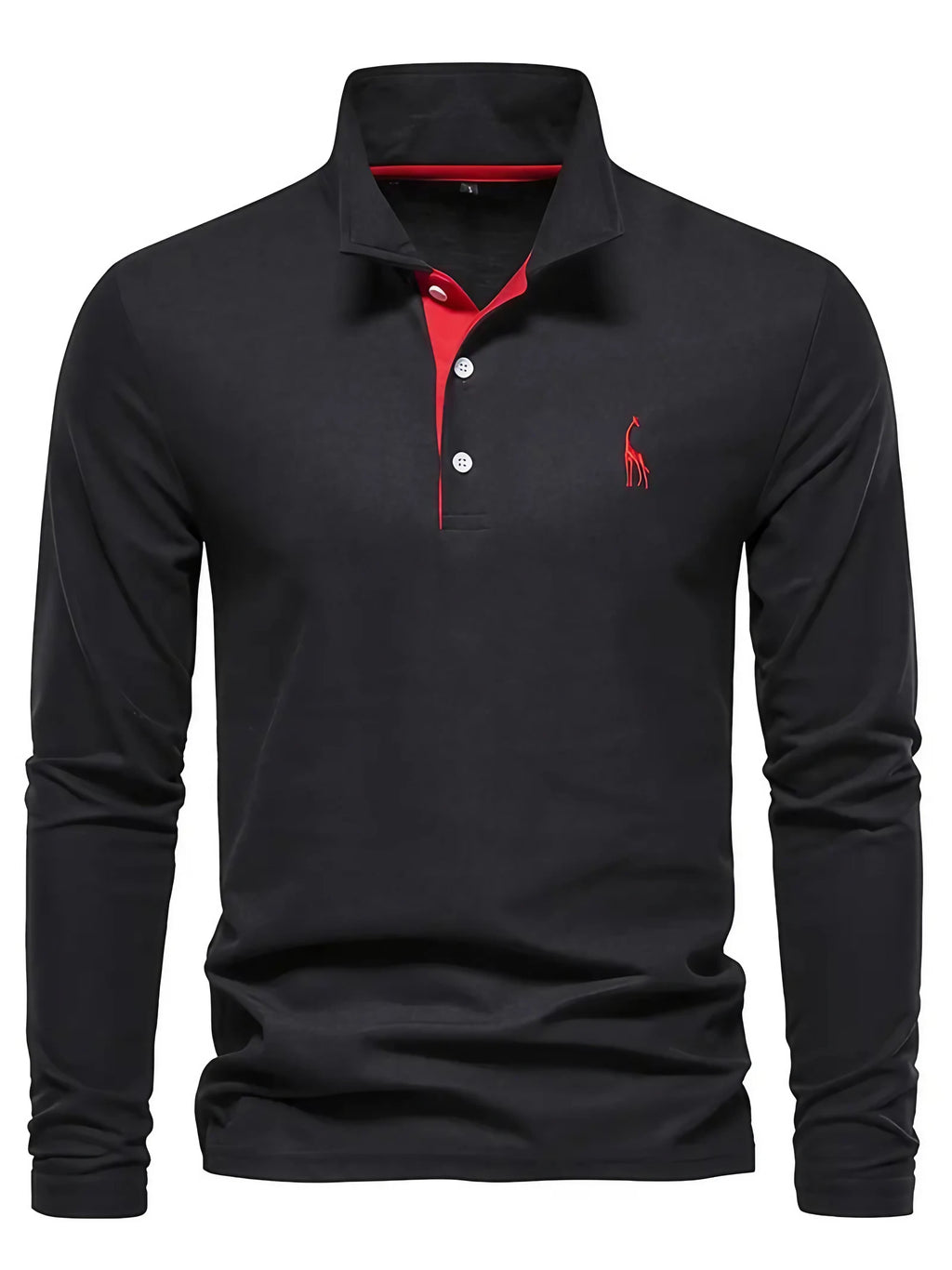 Polo à manches longues homme, coupe classique, du S au 3XL, noir