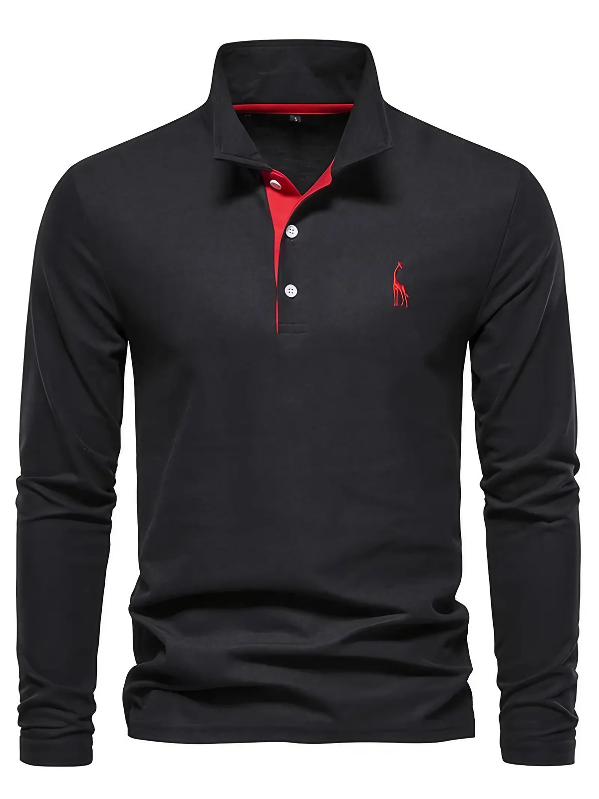 Polo à manches longues homme, coupe classique, du S au 3XL, noir