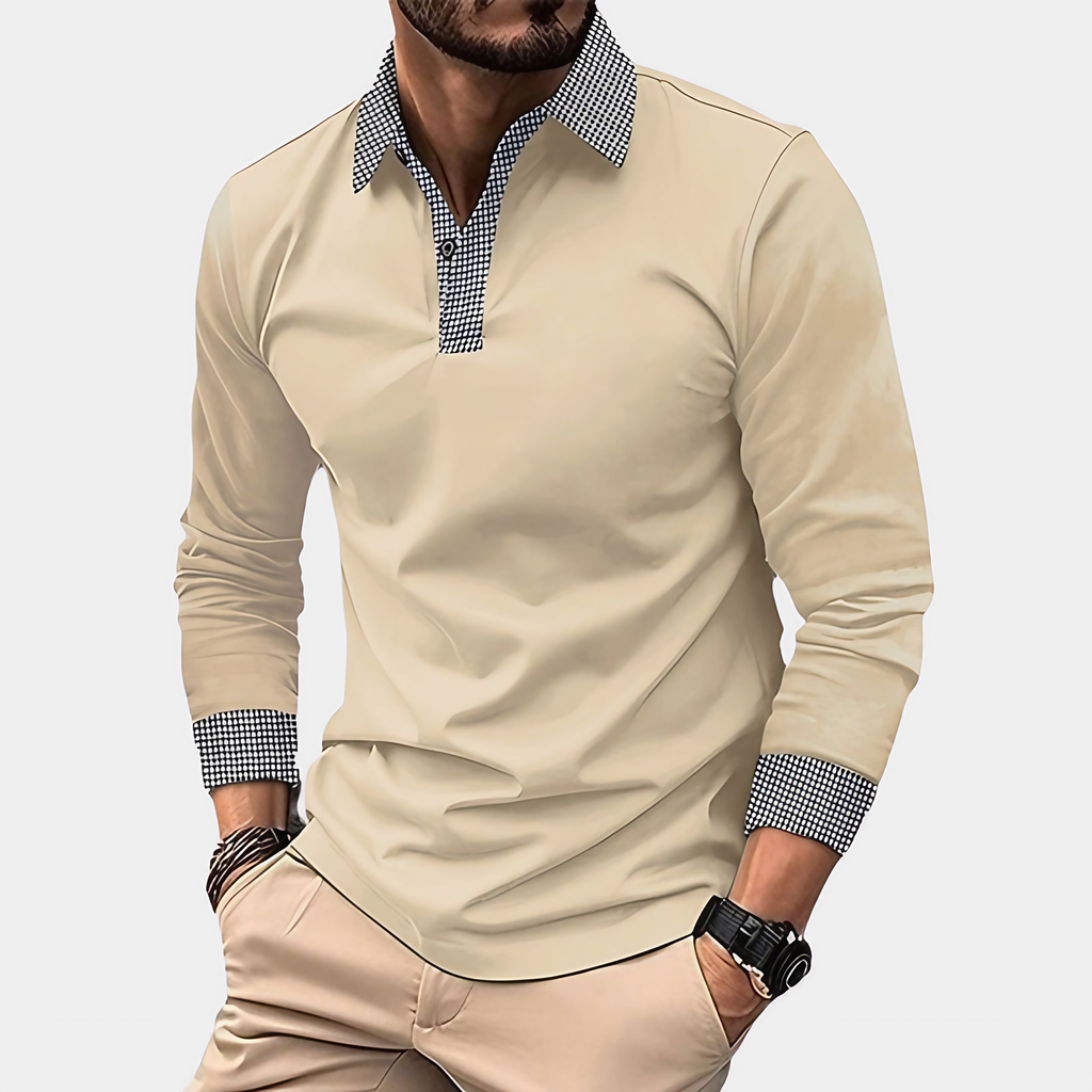 Polo homme à manches longues, coupe décontractée, du S au XL, abricot