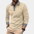 Polo homme à manches longues, coupe décontractée, du S au XL, abricot