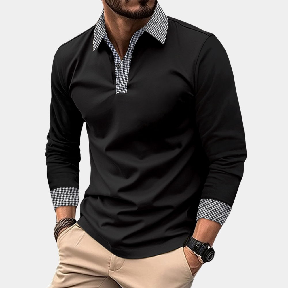 Polo homme à manches longues, coupe décontractée, du S au XL