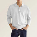 Polo manches longues homme coupe classique, huit coloris, blanc