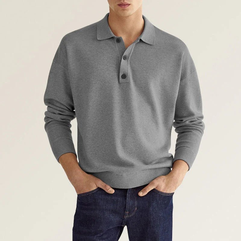 Polo manches longues homme coupe classique, huit coloris, blanc