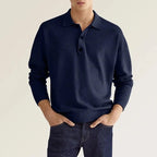 Polo manches longues homme coupe classique, huit coloris, bleu foncé
