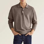 Polo manches longues homme coupe classique, huit coloris, marron foncé
