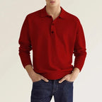 Polo manches longues homme coupe classique, huit coloris, rouge
