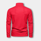 Polo homme à manches longues, col contrasté, trois boutons