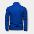 Polo homme à manches longues, col contrasté, trois boutons