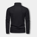 Polo homme à manches longues, col contrasté, trois boutons