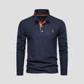 Polo manches longues homme, patte boutonnée, huit coloris, bleu marine