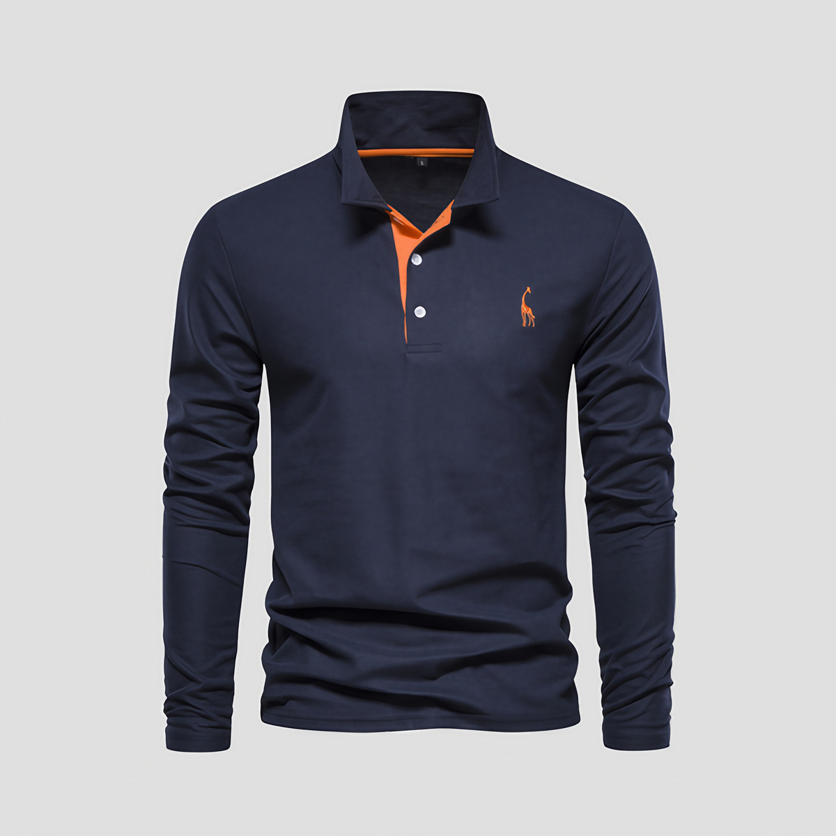 Polo manches longues homme, patte boutonnée, huit coloris, bleu marine