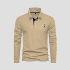 Polo manches longues homme, patte boutonnée, huit coloris, kaki