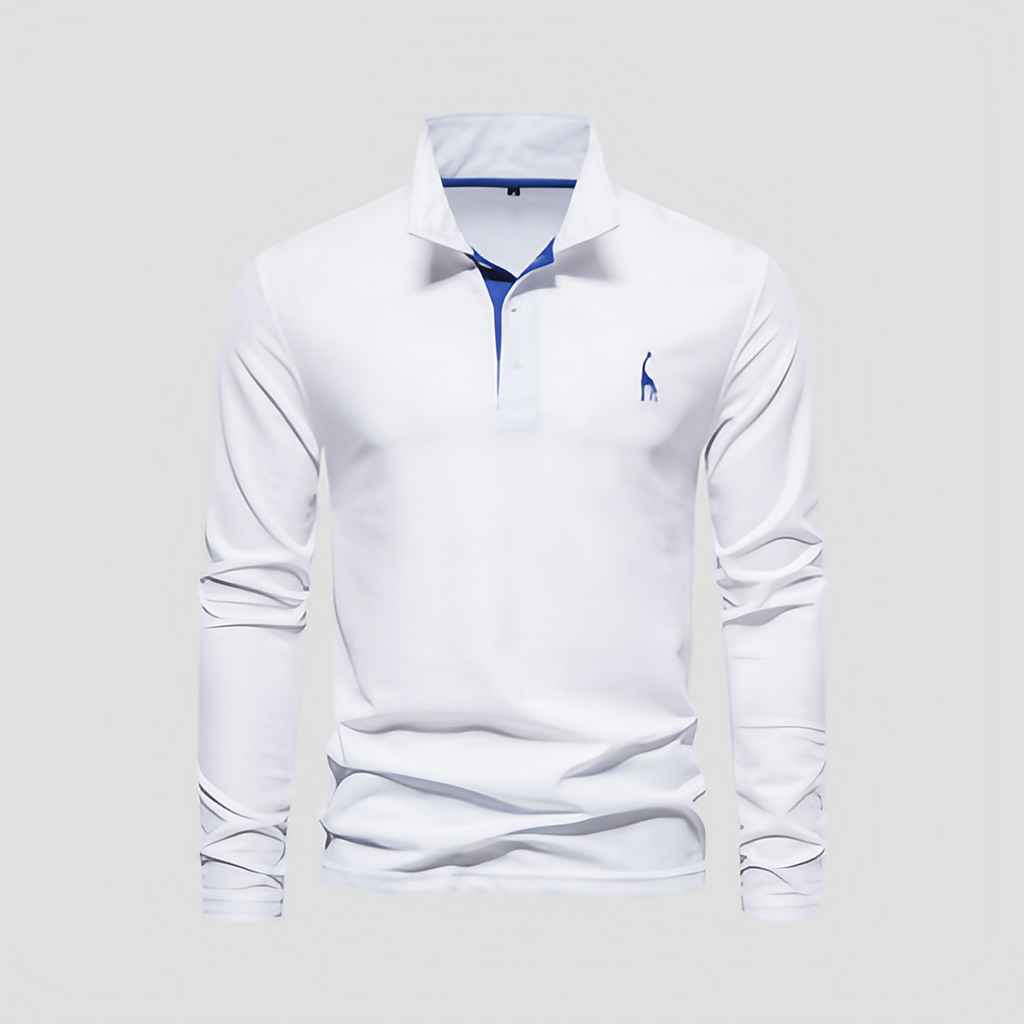 Polo manches longues homme, patte boutonnée, huit coloris, blanc