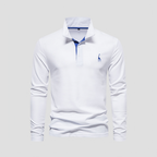 Polo manches longues homme, patte boutonnée, huit coloris, blanc