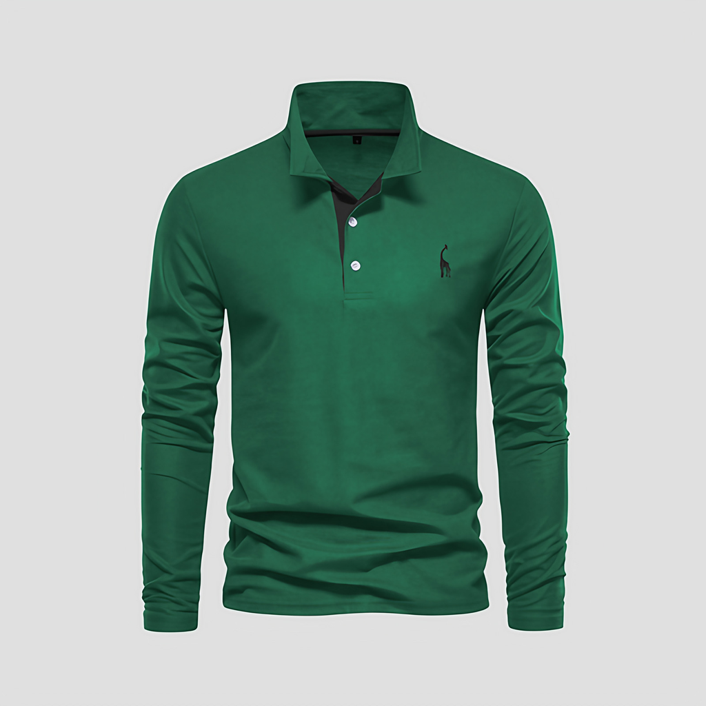 Polo manches longues homme, patte boutonnée, huit coloris, vert