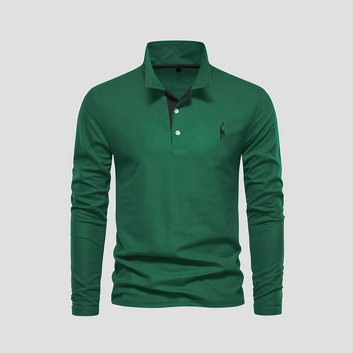 Polo manches longues homme, patte boutonnée, huit coloris, vert