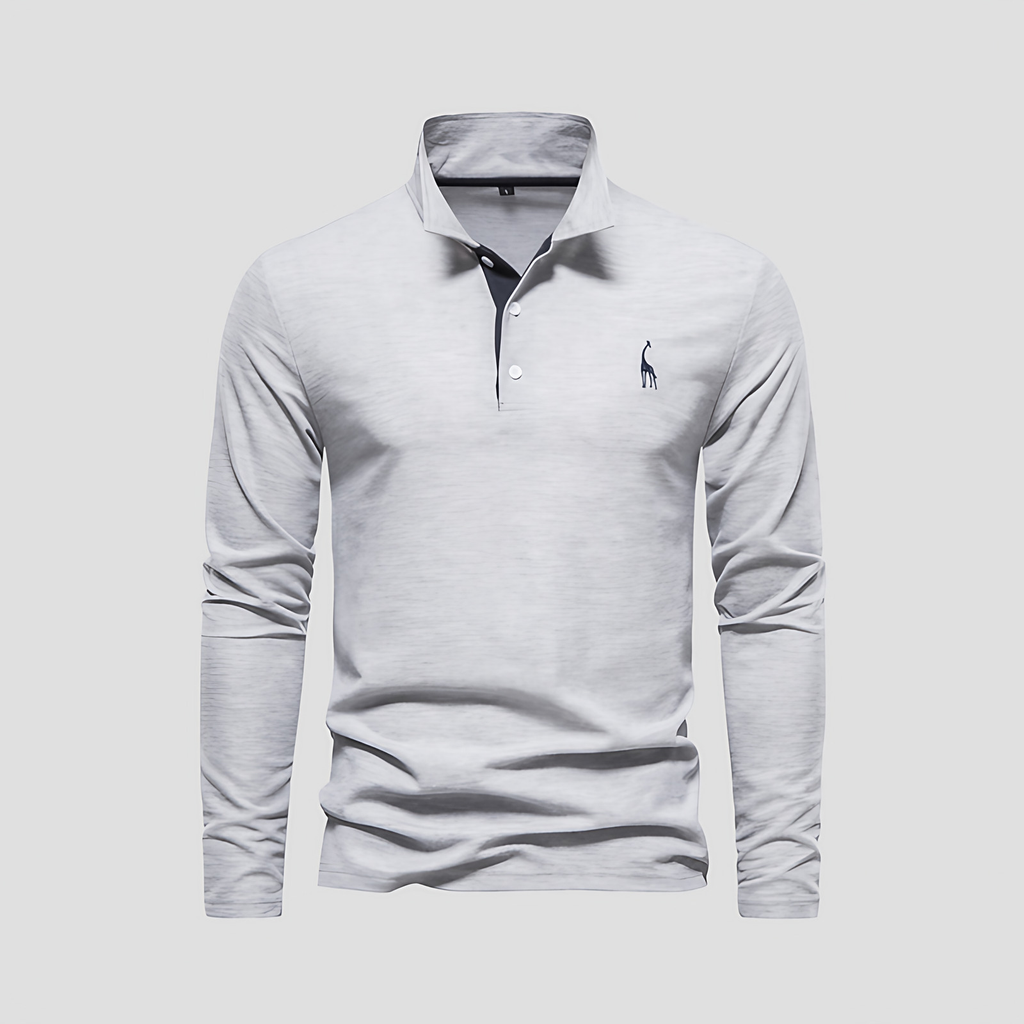 Polo manches longues homme, patte boutonnée, huit coloris, gris