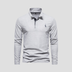 Polo manches longues homme, patte boutonnée, huit coloris, gris