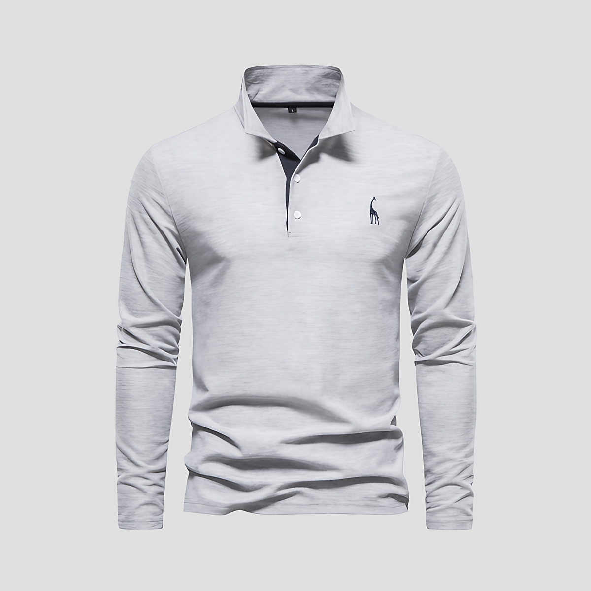 Polo manches longues homme, patte boutonnée, huit coloris, gris