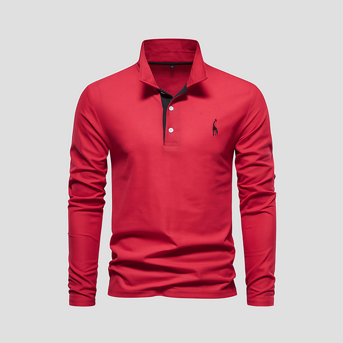 Polo manches longues homme, patte boutonnée, huit coloris, rouge