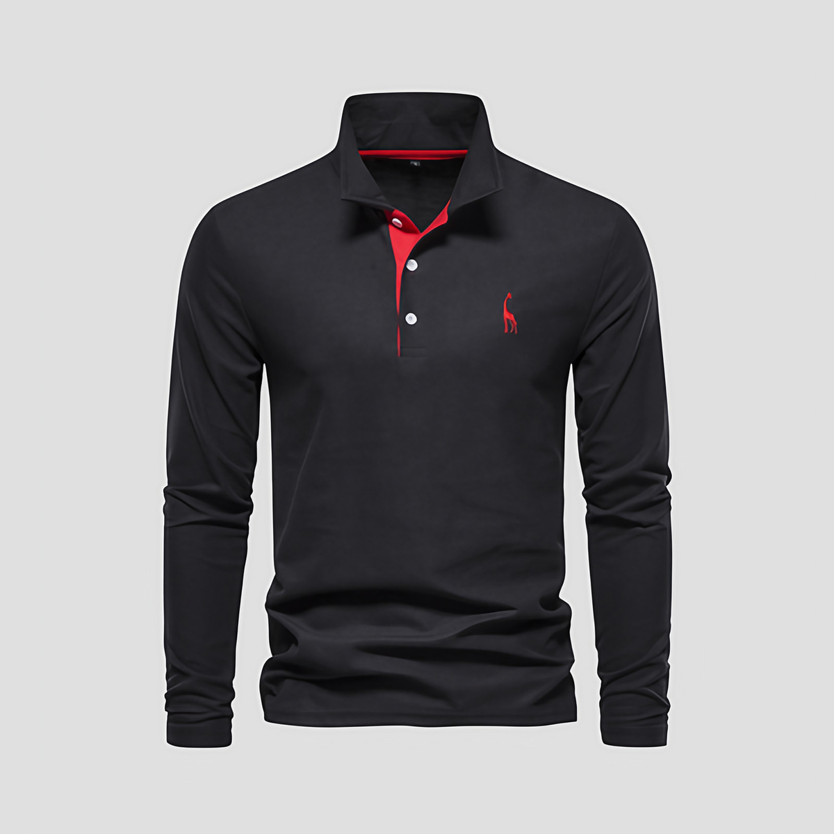 Polo manches longues homme, patte boutonnée, huit coloris, noir
