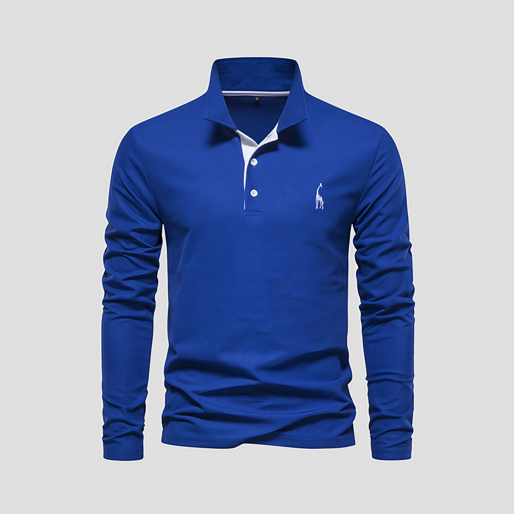 Polo manches longues homme, patte boutonnée, huit coloris, bleu