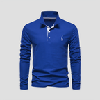 Polo manches longues homme, patte boutonnée, huit coloris, bleu