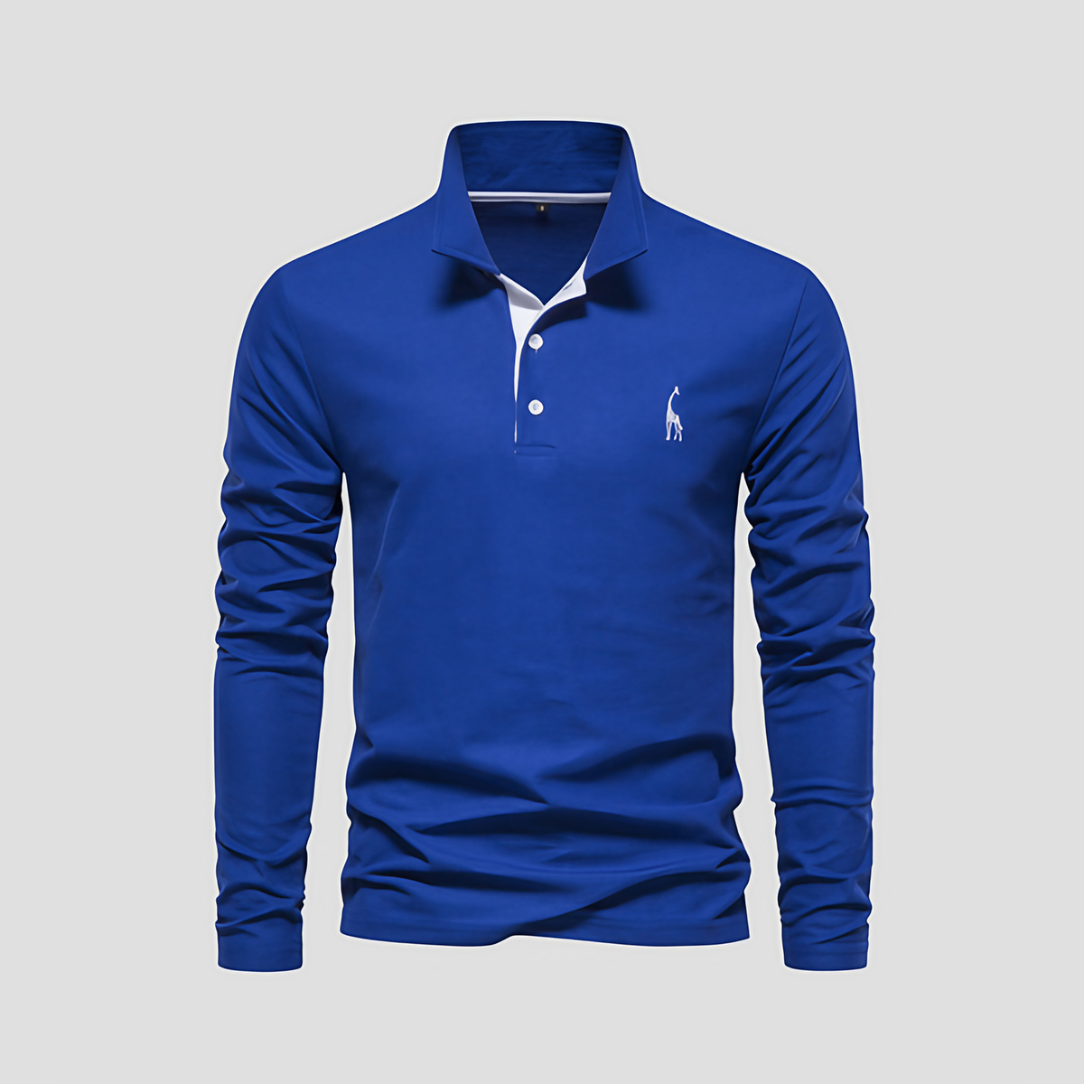 Polo manches longues homme, patte boutonnée, huit coloris, bleu
