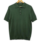 Polo homme rayé en maille à col à revers, style rétro, vert