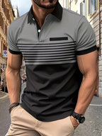 Polo rayé homme à manches courtes, sept coloris, du S au 3XL