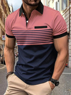 Polo rayé homme à manches courtes, sept coloris, du S au 3XL