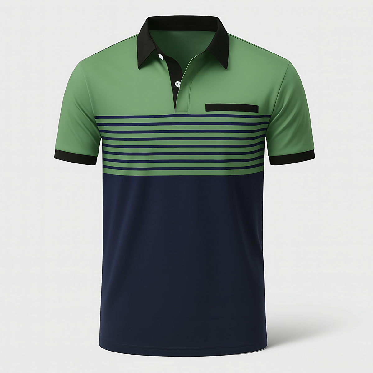 Polo rayé homme à manches courtes, sept coloris, du S au 3XL, vert militaire