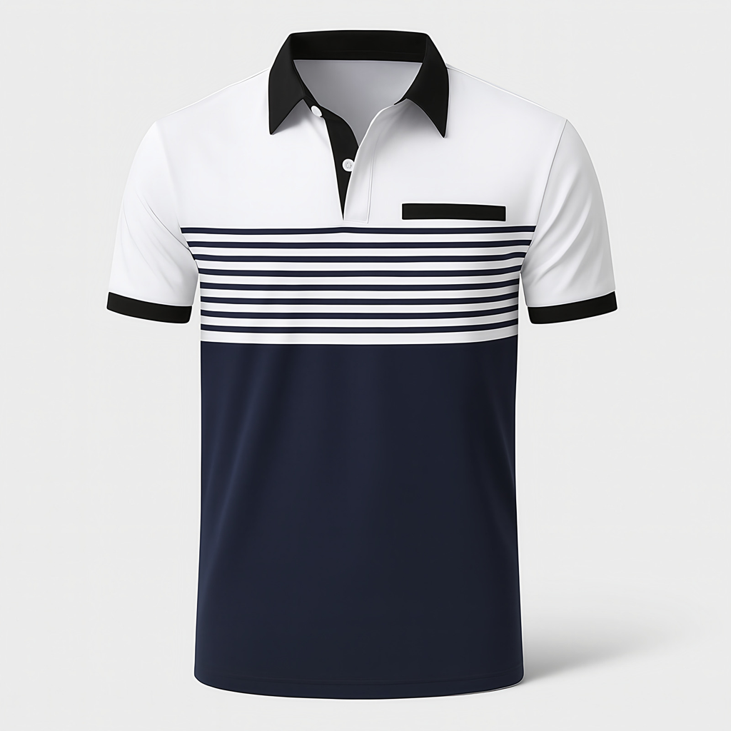 Polo rayé homme à manches courtes, sept coloris, du S au 3XL, blanc