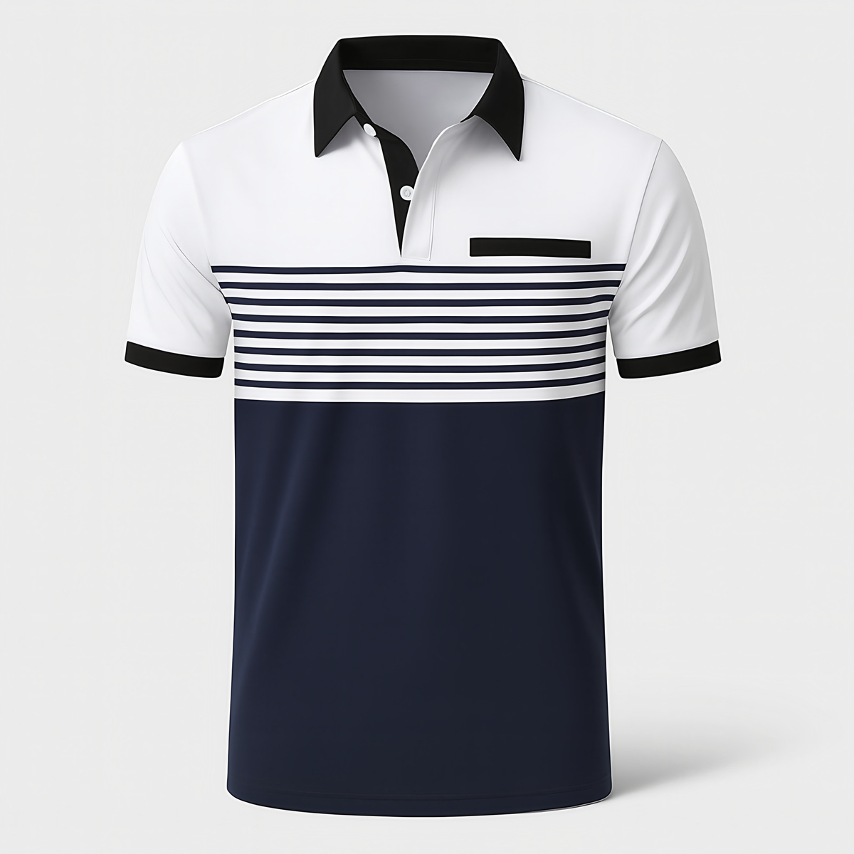 Polo rayé homme à manches courtes, sept coloris, du S au 3XL, blanc