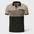 Polo rayé homme à manches courtes, sept coloris, du S au 3XL, kaki