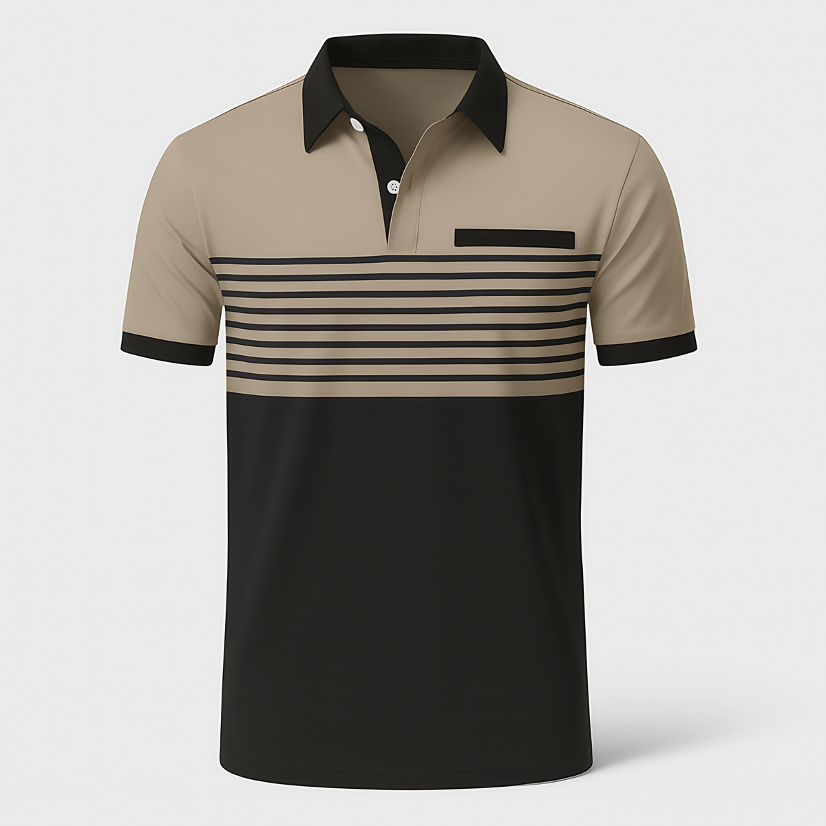 Polo rayé homme à manches courtes, sept coloris, du S au 3XL, kaki