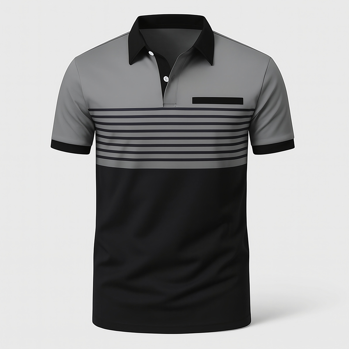 Polo rayé homme à manches courtes, sept coloris, du S au 3XL, gris