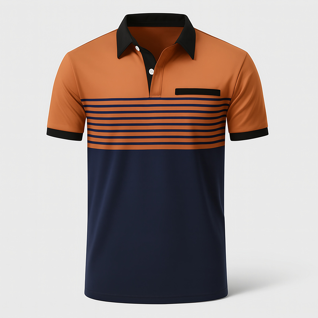 Polo rayé homme à manches courtes, sept coloris, du S au 3XL, caramel