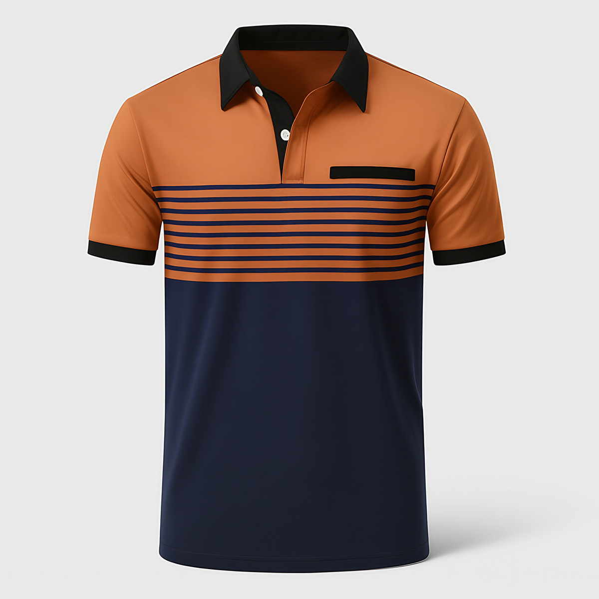 Polo rayé homme à manches courtes, sept coloris, du S au 3XL, caramel