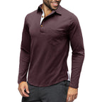 Polo homme à manches longues, coupe ajustée, poche poitrine, pourpre